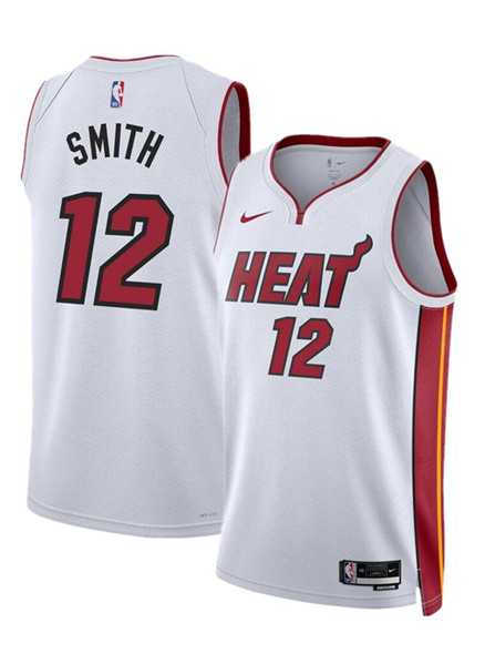 Mens Miami Heat #12 Dru Smith White 2024 Association Edition Stitched Basketball Jersey Dzhi